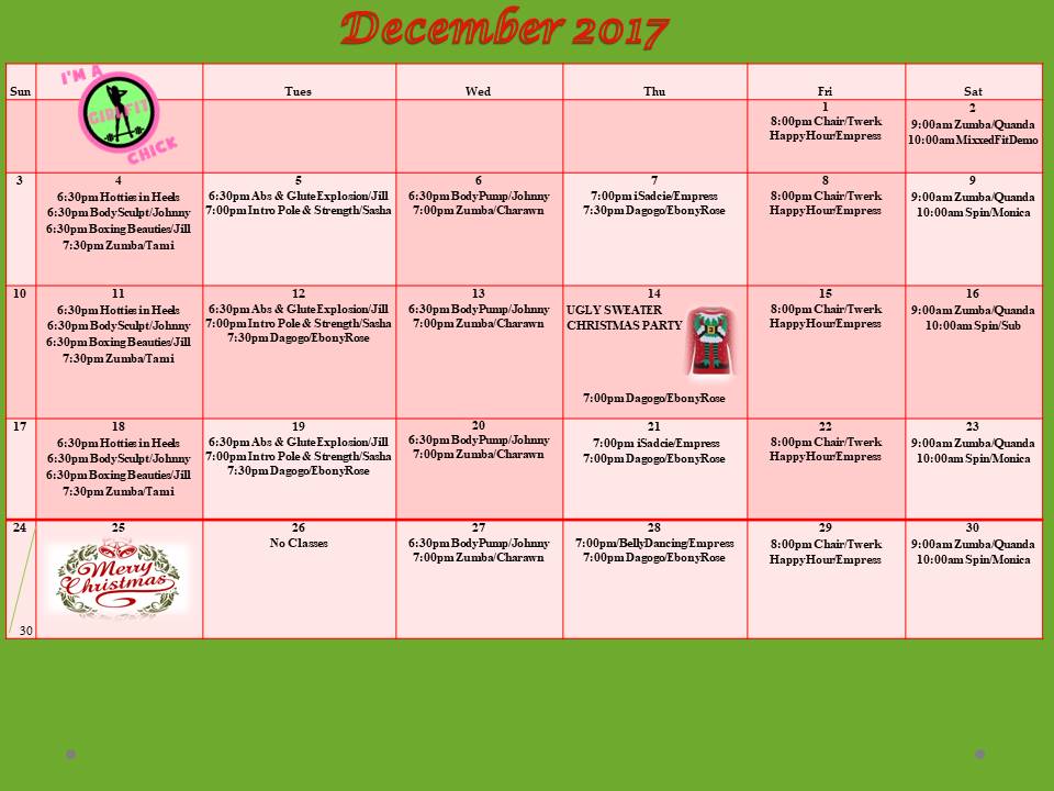 Dec 2017 schedule